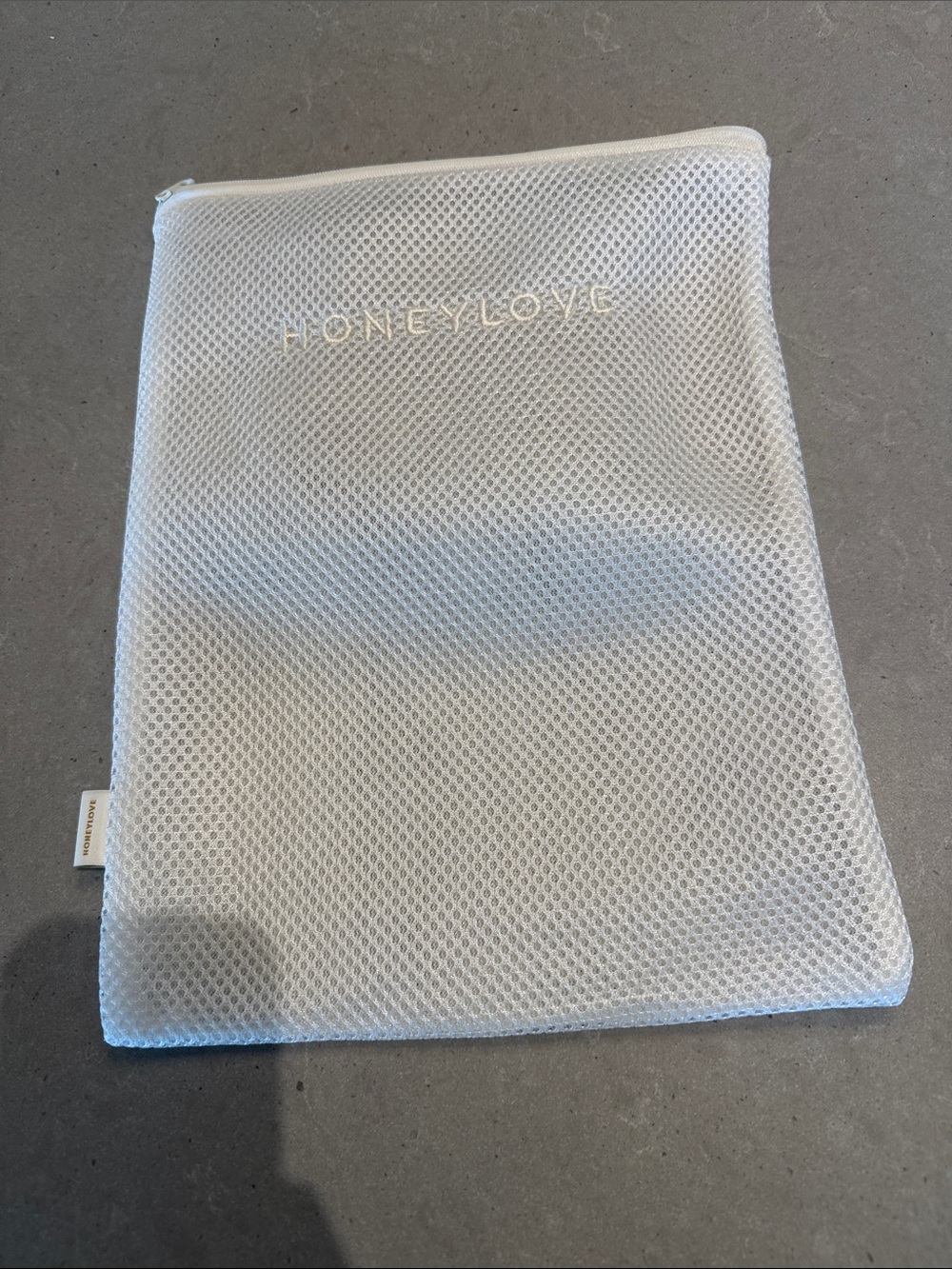 Honeylove White Mesh Zip Pouch with Embossed Logo